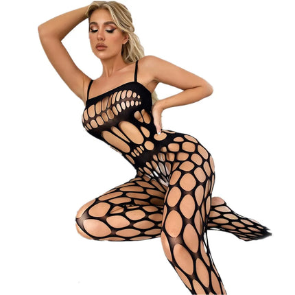 One piece sexy lingerie hot black teddy mesh hollow bodystockings intimates sexy underwear Slips open crotch erotic costumes
