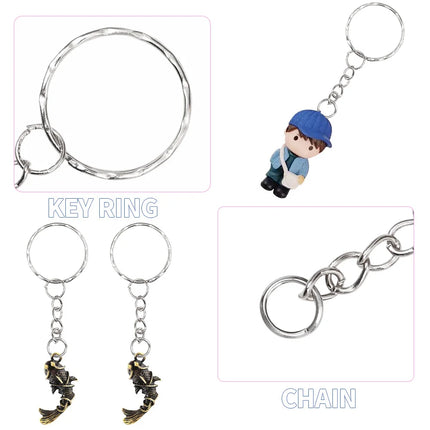Metal Keychain Kits Metal Key Ring with Jump Rings/Lobster Clasp/Screw Pins Connector Accessories for DIY Jewelry Making