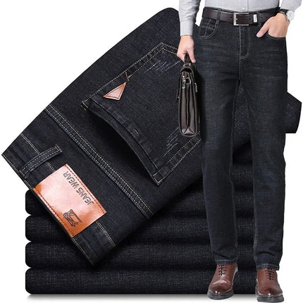 Spring Autumn New Mens Black Blue Pants Pure Color Stretch Jeans Street Casual Slim Fit Trousers Male Wash Skinny Jeans for Men