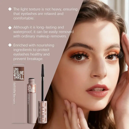Curling Mascara Long Sublime Thrill Lightweight Waterproof Long-Wear Mascara with Nourishing Ingredients to Protect Eyelashes