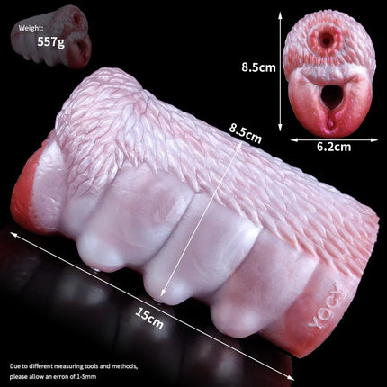 HMYAD Canine Companion Dual Tunnel Masturbator 557g Silicone Pocket Pussy Men's Penis Training Aid with Vaginal & Anal Channels