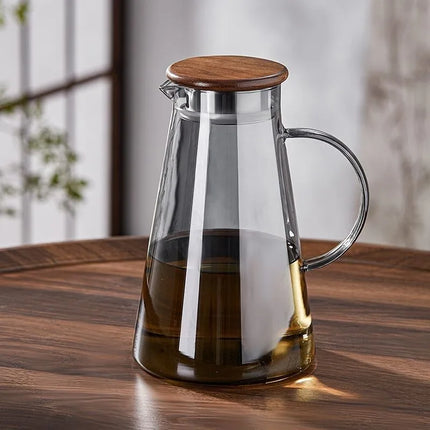 High Borosilicate Glass Pitcher Heat Resistant Water Kettle for Home Office Tea Cold Brew Fruit Infuser Jug Stylish Carafe