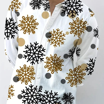 New Men's Shirt Long Sleeve Silk Shirt Luxury 3D Leaf Print Flap Collar Paisley Shirt Men's Clothing Top