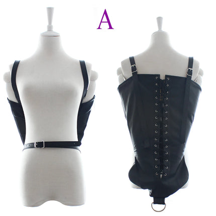 Thierry Women BDSM Arm Binders,Strict Leather Bondage Opera Gloves Harness Sleeves Lockable Restraints  for Fetish Sex Toys