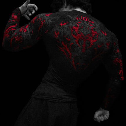 2026 New Dragon Awakening Pattern Gym Long Sleeve Top for Spring and Summer Running Swimming Weightlifting Fitness Clothes