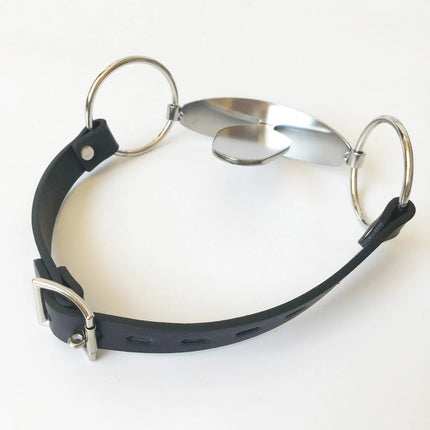Stainless Steel Fix Tongue Cangue Bondage Mouth Gag Open Mouth Plug With Leather Bandage Slave Adult BDSM Sex Games Toy