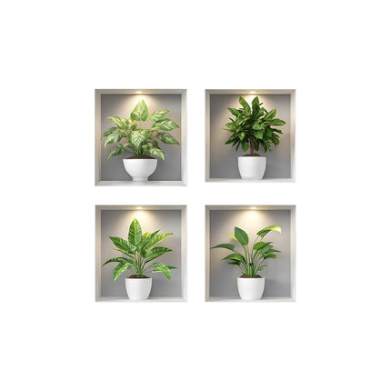 New Creative Green Plants Potted Plants Modern Style Stickers Room Living Room Bathroom Bedroom Wall Ceramic Tile Beautification
