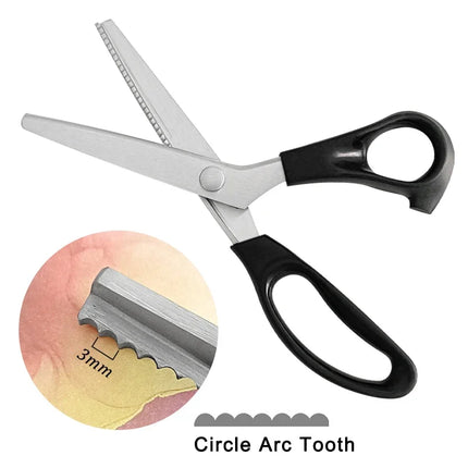 23.5cm Pinking Shears Handled Professional Stainless Steel Dressmaking Sewing Craft Scissors Zig Zag Fabric Decorative Edge Tool