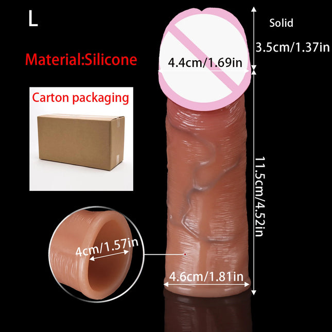 Hollow Penis Ring Male Soft Realistic Thicken Penis Sleeve Delay Ejculation Adult Sex Toys Penis Enlargenmen extender For Men