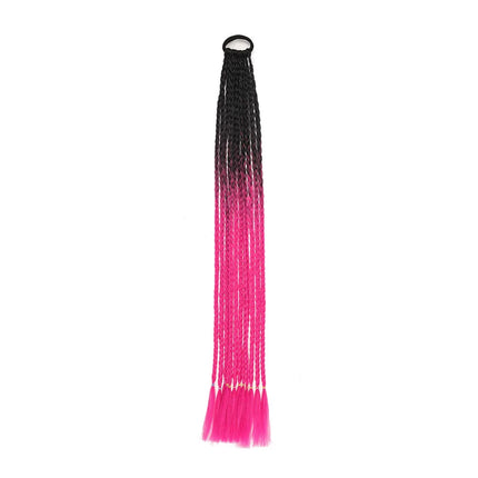 Braided Ponytail Extension Synthetic Colorful Hair Extension For Women 24inch Rainbow Hair Braids Extensions