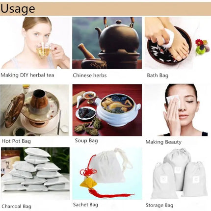 5 PC 100% Cotton Cloth Bag Spice Strainer Mesh Filter Herbal Ball Kitchen Cooking Tools Colander Bag