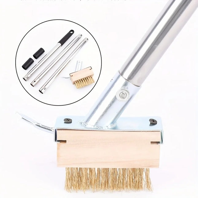 Manual Crevice Weeding Tool, Moss Weed Remover Puller Tool Grout Brush with Adjustable Stainless Steel Long Handle