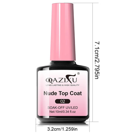 10ml Soak Off Nude Pink Top Coat for Nails UV Gel Polish Semi Permanent Functional Manicure Top Coat Nail Art Design Tool