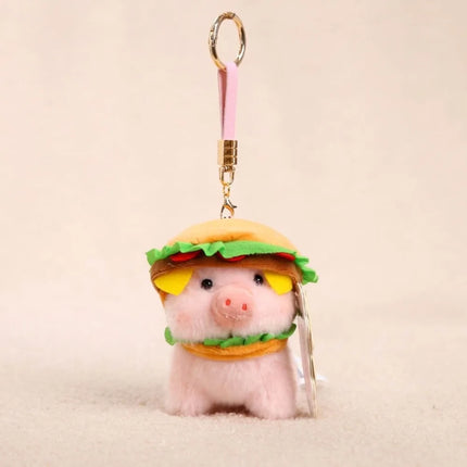 Ultra-Soft PP Cotton Burger Animal Plushie Short Fabric Exquisite Embroidery Kawaii Foodie Key Chain Vivid Realistic Colors