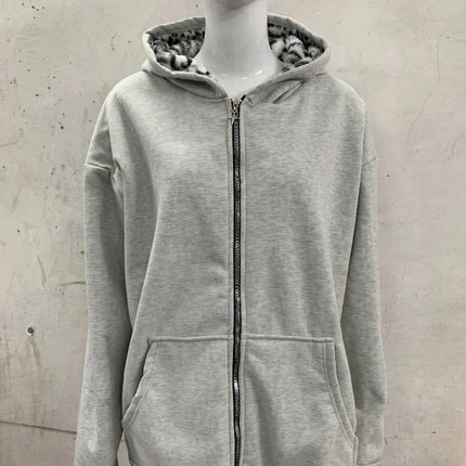 2025 New Unisex Hooded Sweatshirt with Leopard Print Lining Pocket, Loose Cardigan, Zipper Sweatshirt, Street Style, Double-Side