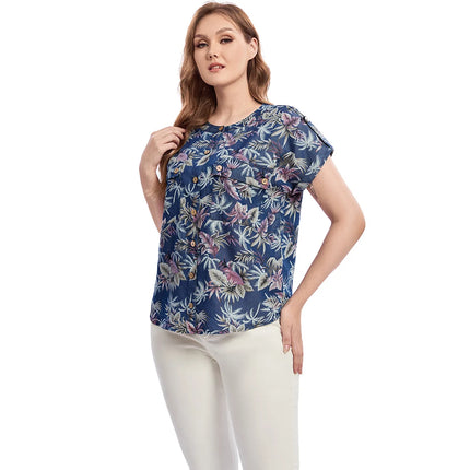 Women Plus Size Woven Spring And Autumn Denim Fashion Shirt