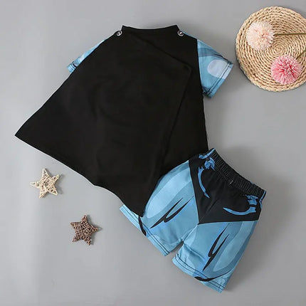 BeastKingdom Summer Kids Short Sleeve Anime Personality Fashion Comfortable Spiderman Top Shorts Set Loungewear holiday gift