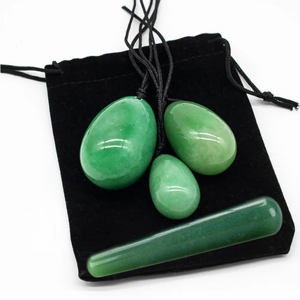 3pc/4pc Yoni Egg Women Kege Exercise Ball Set Natural Jade Stone Yoni Wand Train Pelvic Muscles Vaginal Massage Wellness Health