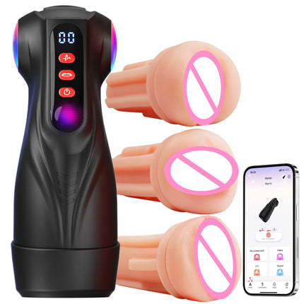Sex Toys for Men Male Masturbator 3 Sleeves Pocket Pussy Penis Pump with 9 Sucking 9 Vibrating APP Control Adult Supplies