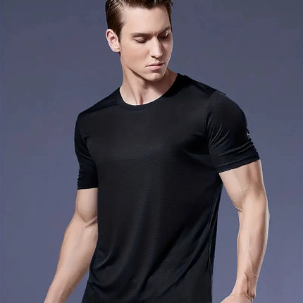 Crew T-Shirt10Pcs Black Ultralight Men Quick Dry Breathable Sweat Shirt for Fitness Gym Running Light Plaid Quick Dry Short Slee