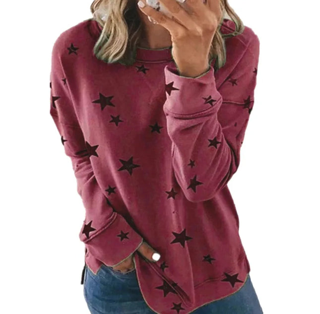 2025 Autumn Winter New Women's Sweatshirt Loose Oversized Long-Sleeved T-Shirt Printed Tops for Woman