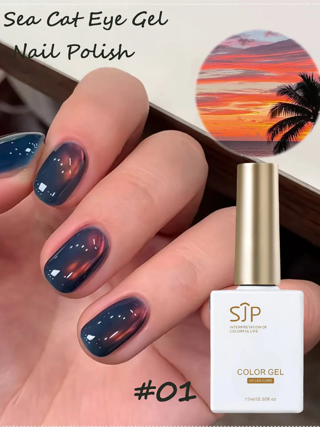 15ml Marine Cat Eye Gel Nail Polish, UV Nail Gel, DIY Nail Art Charm, Y2K Style Nail Art