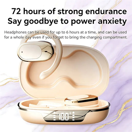 Bluetooth Headsets Electroplated Ear Hook Wireless Sports Earphone HiFi Stereo Long Battery Life Digital Display Open Headphones