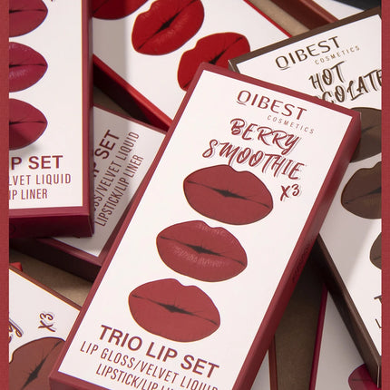 3pcs Matte Liquid Lipstick+Lip Liner Set Lip Glaze Makeup Nude Black Red Velvet Lip Gloss Long Lasting Lip Tint Cosmetics Kits