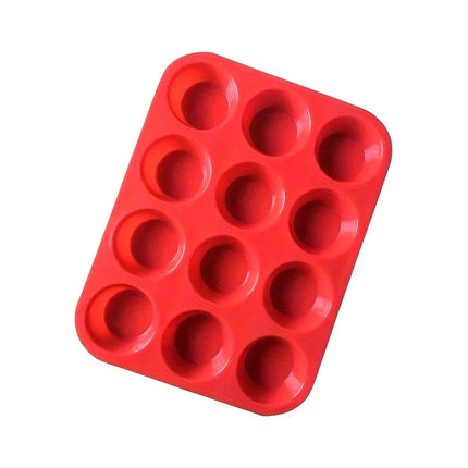 Food-Grade 12-Cavity Silicone Muffin Cake Mold, Non-Stick Cupcake Mold, High-Temperature Resistant Oven Baking Tool for Steamed Egg Pudding Meatballs