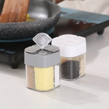 4-In-1 Transparent Spice Dispenser Jar with Lids 4 Compartment Seasoning Container Outdoor Cooking Restaurant Kitchen Containers
