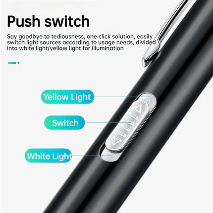 Rechargeable Medical Handy Pen Light Mini Nursing Flashlight 2 in 1 Pocket LED Torch Penlight Light Outdoor Fishing Tool