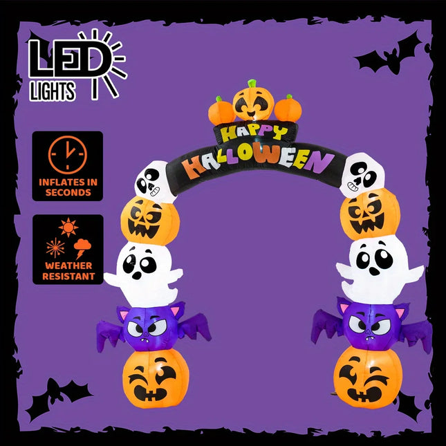 8 FT Halloween Cute Pumpkin Archway Inflatables Outdoor Decoration Archway Halloween Blow Up for Yard with Build-in LED Lights, Inflatable Arch Yard Outside Pumpkin Decor for Party, Garden