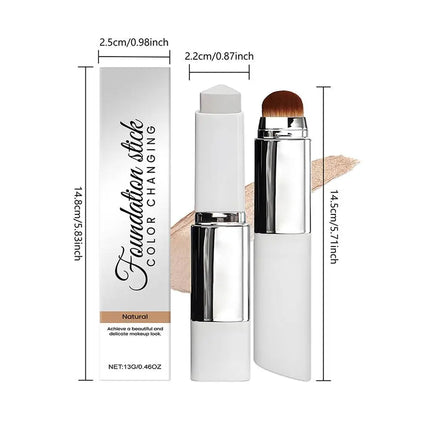 2-in-1 Color-Changing Foundation Stick - Lightweight Hydrating Brightening Matte Moisturizing Foundation Concealer Makeup