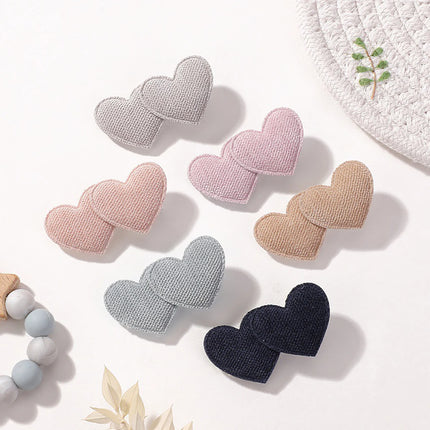 2PCS/Set Cute Heart Shaped Hair Clips for Baby Girl Candy Color Fabric Hairpin Princess Barrettes Kids Hair Accessories Headwear
