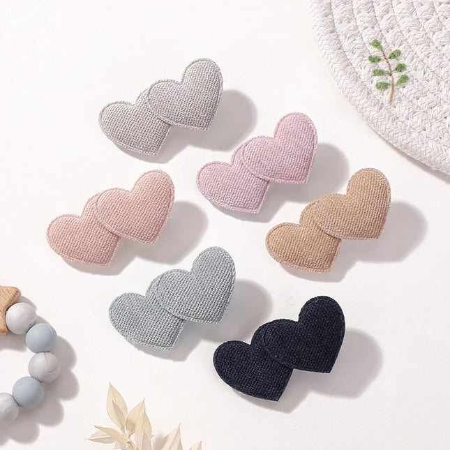 2PCS/Set Cute Heart Shaped Hair Clips for Baby Girl Candy Color Fabric Hairpin Princess Barrettes Kids Hair Accessories Headwear