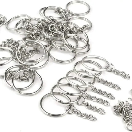 Silver Plated Metal Blank Keyring Keychain Split Ring Keyfob Key Holder Rings Women Men DIY Key Chains Key Ring Accessories
