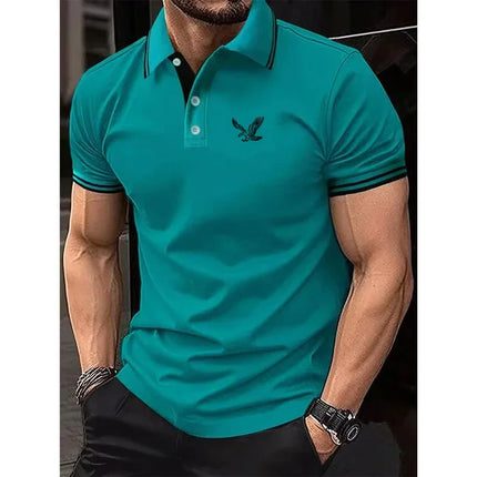 Men's Polo shirt, golf shirt, business Polo collar, classic short-sleeved, basic solid color, patchwork buttons, spring and summ