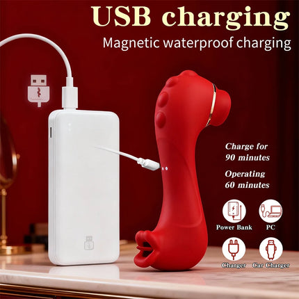 2 in 1 Sucking Vibrator Female Clit Nipple Stimulator G Spot Oral Licking Sexual Masturbator Erotic Adult Sex Toys for Women
