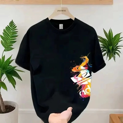 Summer New Casual Men's and Women's Printed Short-sleeved Cotton T-shirt Loose and Versatile Fashion Half-sleeved Casual Wear