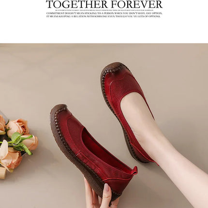 New Real Leather Perforated Ballet Flats Women's Massage Insole Slip On Moccasins Woman Hollow Loafer Casual Daily Shopping Shoe
