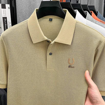 100%Cotton High Quality Men New Short-Sleeved Polo Shirt Lapel Button Various Colors Embroidery Comfortable Ventilate Men's Wear