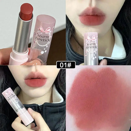 Moisturizing Velvet Matte Lipstick Mousse Long-lasting Waterproof Lightweight Natural Warm Brown Toned Lip Tint Makeup