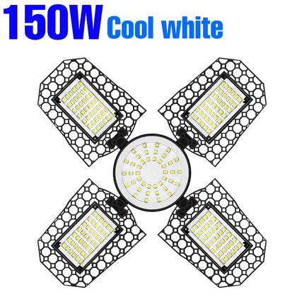 E27 220V LED Garage Light Bulb Fan Blade Foldable Deformable Ceiling Lamp 110V Home Workshop Lighting 40W 60W 80W 100W 150W 200W