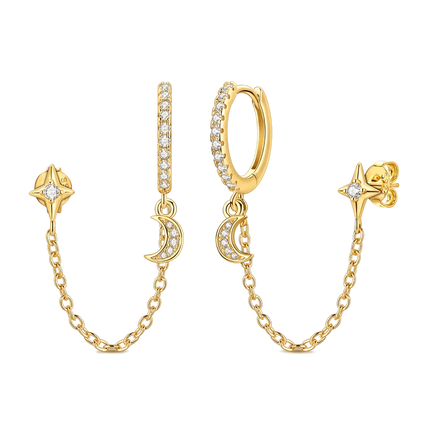 Women original 925 Silver Golden Glowing Firefly Stud Earring Bilayer Round Droplets Heart Gold Hoop Earrings Party Jewelry Gift