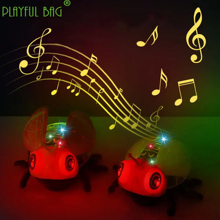 Electric Toys Kid Glowing Leash Pulling Seven Star Ladybug Walking Insect Beetle Light Music Boys Girls Fun Christmas Gift VG103