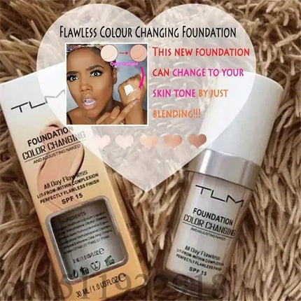 30ML TLM Foundation Color Changing Makeup Base Nude Face Full Cover Matte Concealer Long Lasting Make Up Liquid Foundation Cream