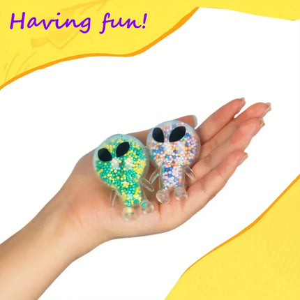 2Pcs Mini Squishy Alien Toys Alien Squeeze Toy Stress Relief Toy for Party Favors Funny Outer Space Creature Balls Fidget Toy