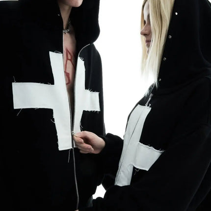 Autumn and Winter Harajuku Instagram Trendy Retro Fashion Zipper Hoodie Cross border Clothing for Men and Women