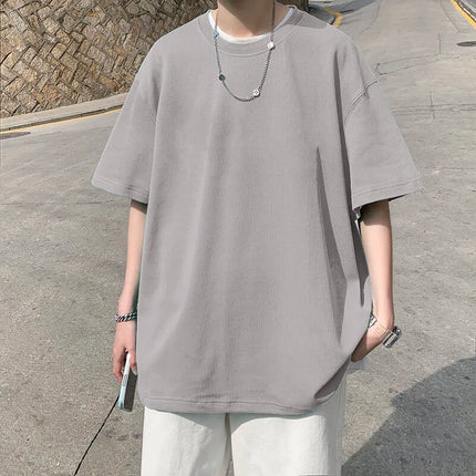 Men's Cotton T-shirts White Men's Casual Summer Wear Oversized T Shirt Solid Tee Shirts for Men 5XL Big Size Male Clothes