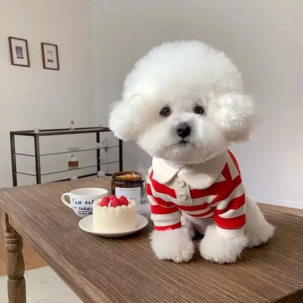 Summer Polo Shirt for Dogs Puppy Clothes Bichon Frise Chihuahua Stripe Dog Sweatshirt Dog Cooling Vest for Small and Medium Dogs